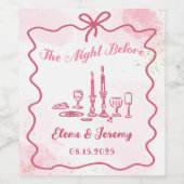 Pink Whimsical Hand Drawn Wedding Wine Label Weinetikett (Einzelnes Label)
