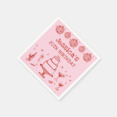 Pink Whimsical Hand gezeichnet Funky Cocktail Gebu Serviette (Ecke)