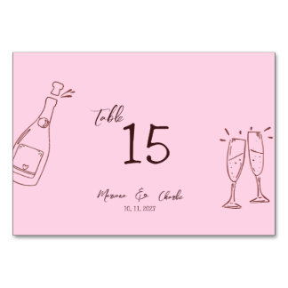 Pink Whimsical Hand Written Scribble Wedding Tischnummer