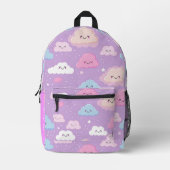 Pink Whimsical Happy Clouds Personalisiert Bedruckter Rucksack (Vorderseite)