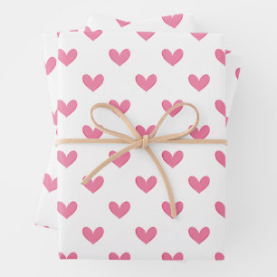 Pink Whimsical Hearts Geschenkpapier Set