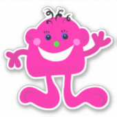 Pink Whimsical Monster 4 x 4 Aufkleber (Vorderseite)