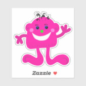 Pink Whimsical Monster 4 x 4 Aufkleber (Blatt)
