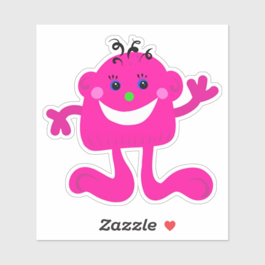 Pink Whimsical Monster 4 x 4 Aufkleber (Blatt)