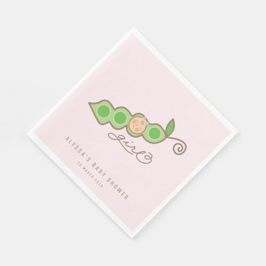 Pink Whimsical Pee in einem Pod Girl Baby ShowPart Serviette (Ecke)