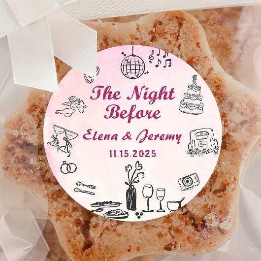 Pink Whimsical Quirky Hand Drawn Wedger Sticker