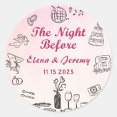 Pink Whimsical Quirky Hand Drawn Wedger Sticker (Vorderseite)