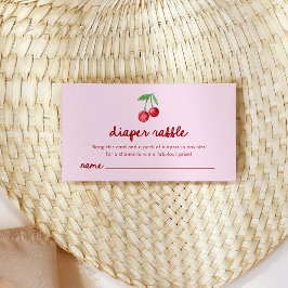 Pink Whimsical Retro Cherries | Diaper Raffle Begleitkarte