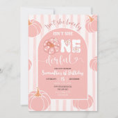 Pink Whimsical Stripes Pumpkin Onederfull Geburtst Einladung (Vorderseite)