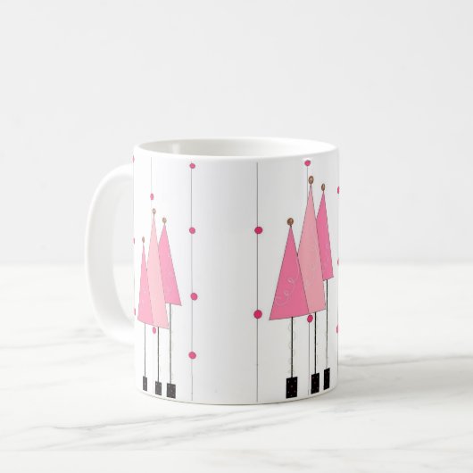 Pink Whimsical Trees Kaffeetasse (Vorderseite Links)