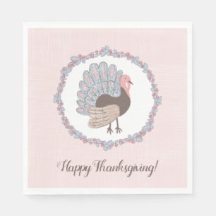 Pink Whimsical Türkei glücklich Thanksgiving Serviette