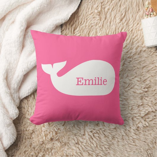 Pink Whimsical Whale Personalisierte Kinder Kissen (Decke)