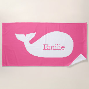 Pink Whimsical Whale Personalisierte Kinder Strandtuch