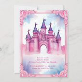 Pink whimsicess märchenhafte Burg Geburtstag Einladung (Rückseite)