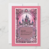 Pink whimsicess märchenhafte Burg Geburtstag Einladung (Rückseite)