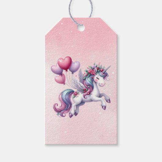 Pink whimsisical fliegend unicorn geschenkanhänger (Vorderseite)