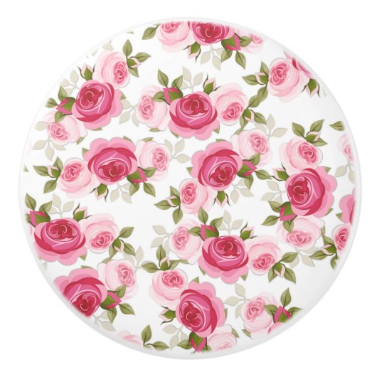Pink Whimsistische Rose Rustikales Shabby Chic Keramikknauf (Vorderseite)