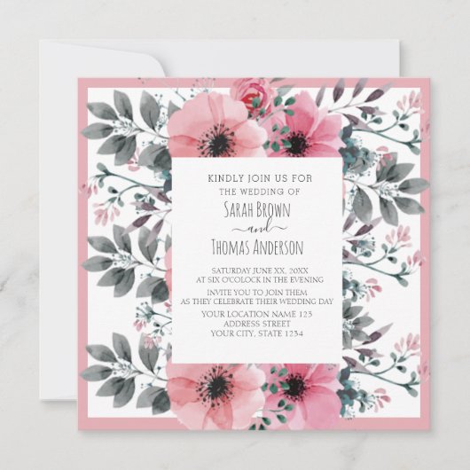 PINK WHIRL WASSER FARBBODEN EINLADUNG (Vorderseite)