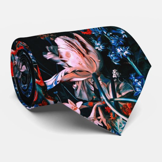 PINK WHIRLLE TULIPS FARBHAFTE BLUME IN SCHWARZEN, KRAWATTE (Gerollt)