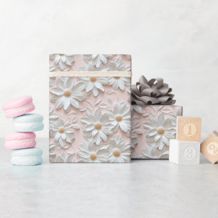 Pink White 3D Daisy Wrapping Paper Roll Geschenkpapier