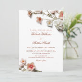 Pink White 3D Wildflowers Wedding Einladung (Stehend Vorderseite)