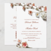 Pink White 3D Wildflowers Wedding Einladung (Vorne/Hinten)
