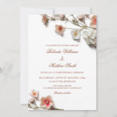 Pink White 3D Wildflowers Wedding Einladung (Vorderseite)