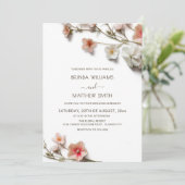 Pink White 3D Wildflowers Wedding Einladung (Stehend Vorderseite)