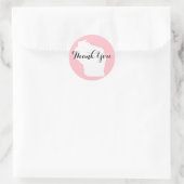 Pink White and Black Wisconsin Wedding Vielen Dank Runder Aufkleber (Tasche)