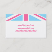 Pink White and Blue Union Jack UK Flag Visitenkarte (Rückseite)