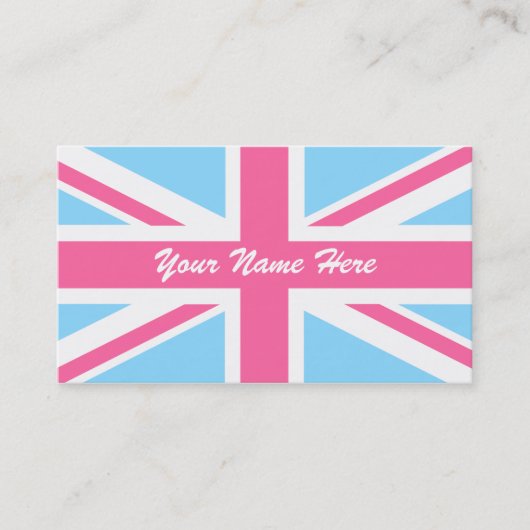 Pink White and Blue Union Jack UK Flag Visitenkarte (Vorderseite)