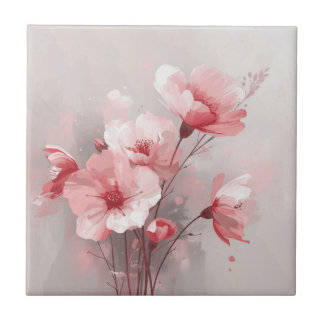 Pink, White, and Gray Florals Fliese