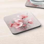 Pink, White, and Gray Foral Getränkeuntersetzer (Linke Seite)