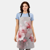 Pink, White, and Gray Foral Schürze (Getragen)