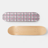 Pink White and Gray Polka Dot Skateboard (Horizontal)