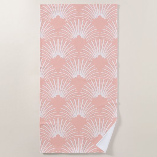 Pink & White Art Deko Muster Strandtuch (Vorderseite)