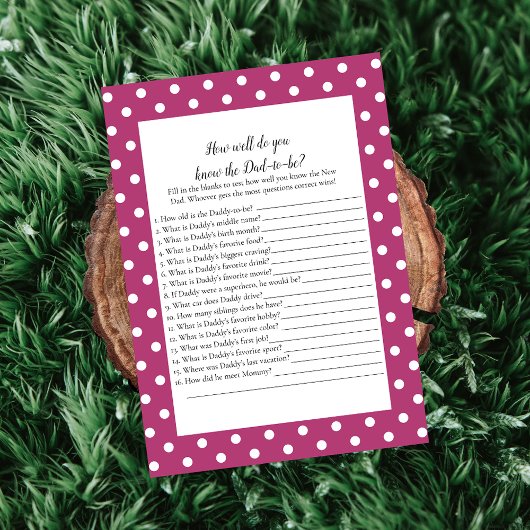 Pink White Baby Bow, der Vater Best Game kennt Einladung