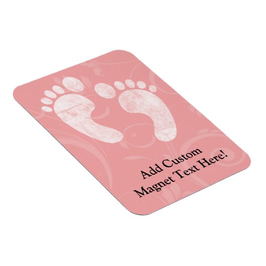 Pink/White Baby Footprints Magnet (Rechte Seite)