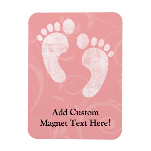 Pink/White Baby Footprints Magnet (Vertikal)