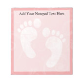 Pink/White Baby Footprints Notizblock (Vorderseite)