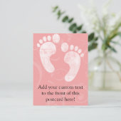 Pink/White Baby Footprints Postkarte (Stehend Vorderseite)
