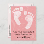 Pink/White Baby Footprints Postkarte (Vorne/Hinten)