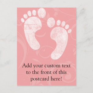 Pink/White Baby Footprints Postkarte