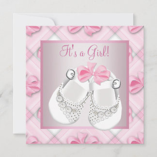 Pink White Baby Shoes Pink Baby Girl Dusche Einladung