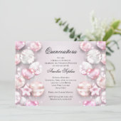 Pink White Balloons Quinceañera Einladung (Stehend Vorderseite)