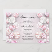 Pink White Balloons Quinceañera Einladung (Vorderseite)