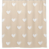 Pink White Beige Niedliches, einfaches Herzmuster Duschvorhang (Vorderseite)
