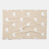 Pink White Beige Niedliches, einfaches Herzmuster Geschirrtuch (Horizontal)
