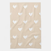 Pink White Beige Niedliches, einfaches Herzmuster Geschirrtuch (Vertikal)