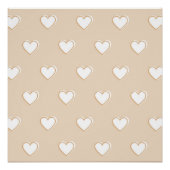 Pink White Beige Niedliches, einfaches Herzmuster Poster (Vorderseite)